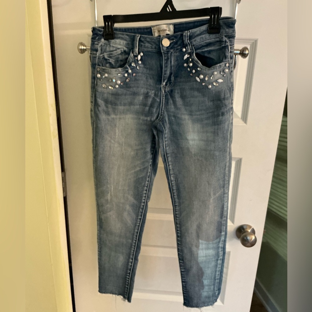 Rewind Blue Skinny Jeans with Glamorous Embellishments